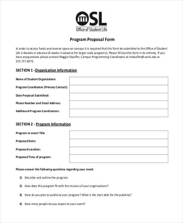 FREE 8+ Program Proposal Forms in PDF | MS Word