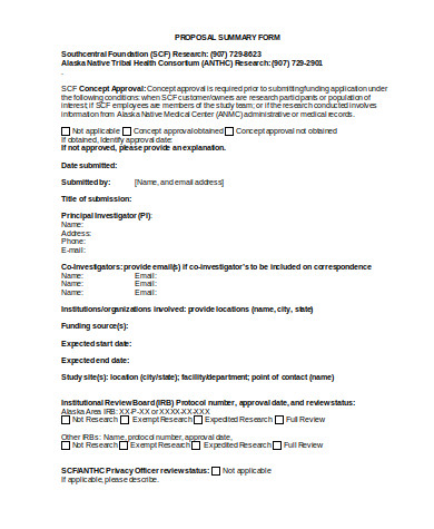 general proposal summary form