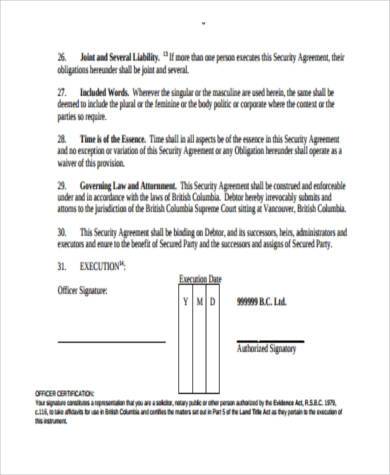 general security agreement form