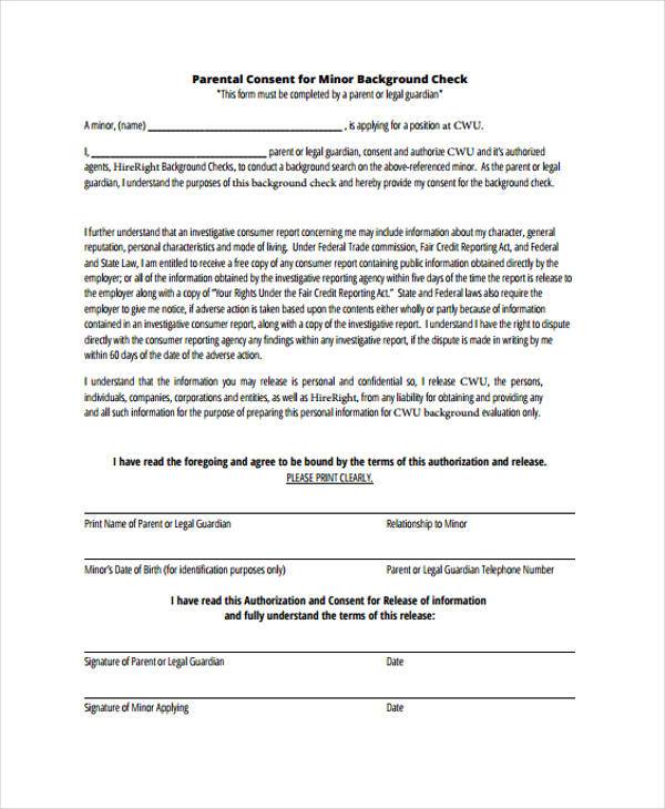 generic background check consent form