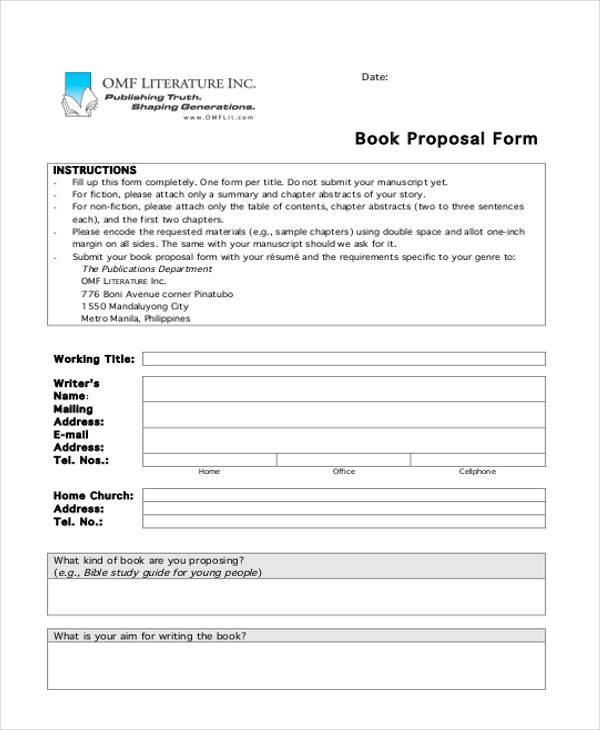 generic book proposal form