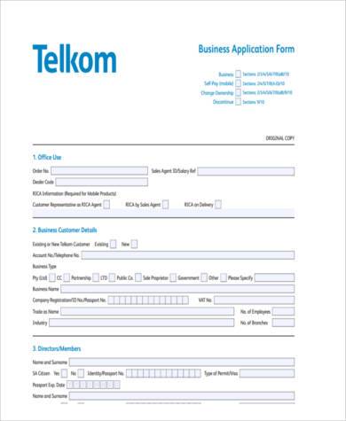 generic business application form