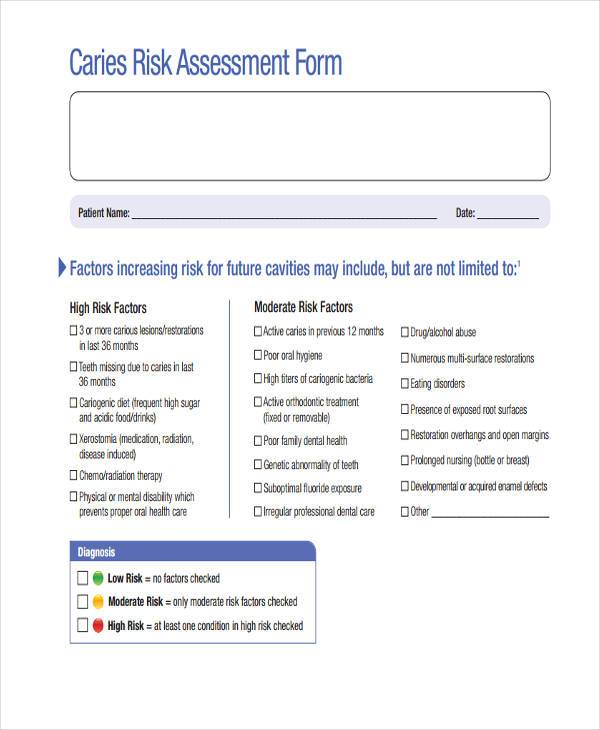 generic caries risk assessment form