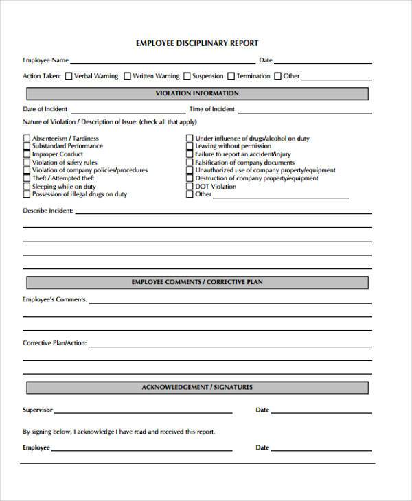 FREE 7+ Employee Discipline Forms & Samples in PDF