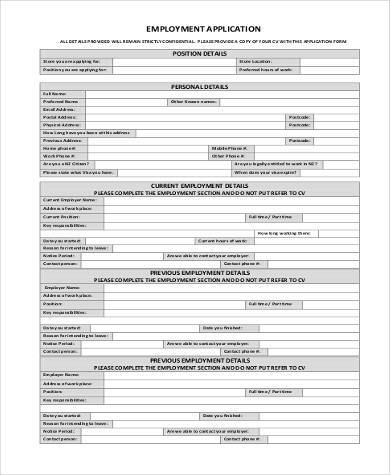 generic employment application form pdf