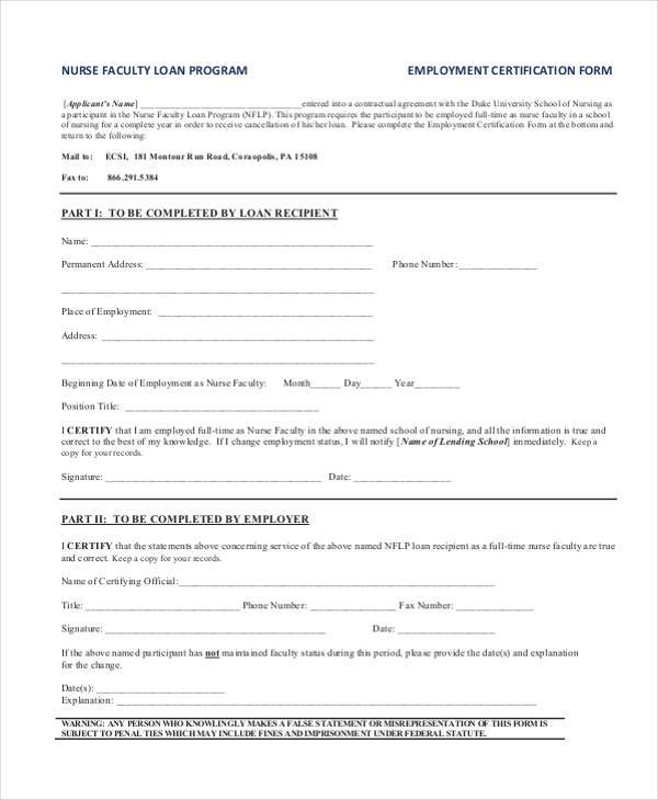 FREE 7+ Sample Employment Certification Forms in PDF  MS Word