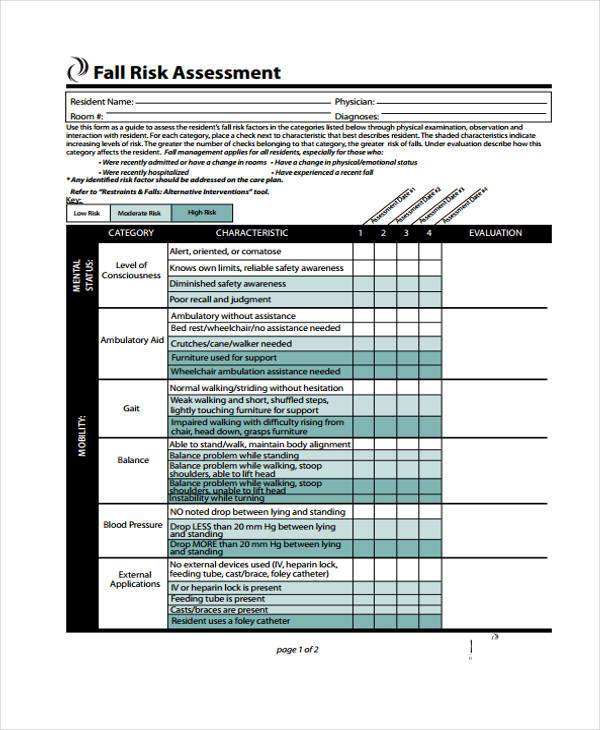 FREE 7+ Fall Risk Self-Assessment Forms in PDF