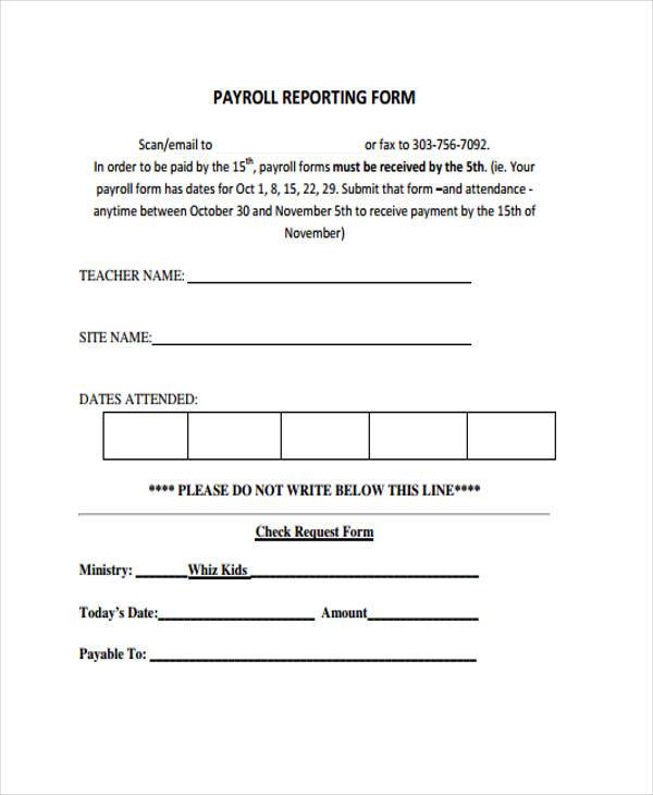 generic payroll reporting form