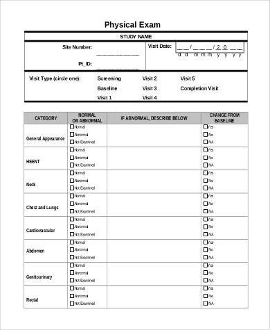 FREE 9+ Sample Generic Physical Forms in PDF | MS Word