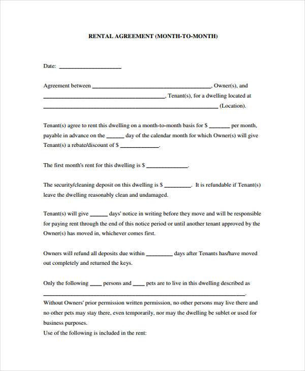 Rental Agreement Forms Free Printable Generic Template Gambaran