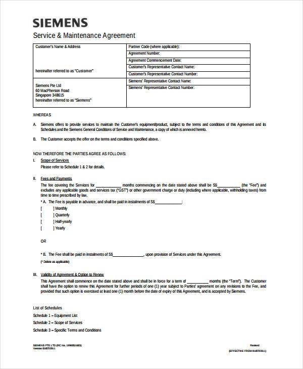 Free 6+ Sample Service Contract Agreement Forms In Pdf 