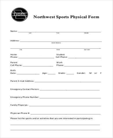FREE 9+ Sample Generic Physical Forms in PDF | MS Word