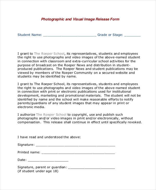 generic video image release form