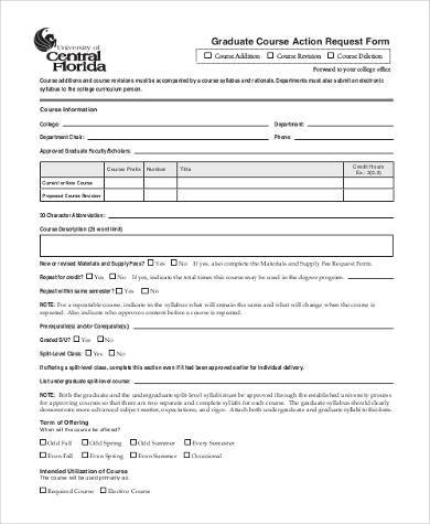 graduate course action request form