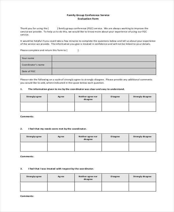 group conference service evaluation form