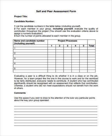 group work peer assessment form