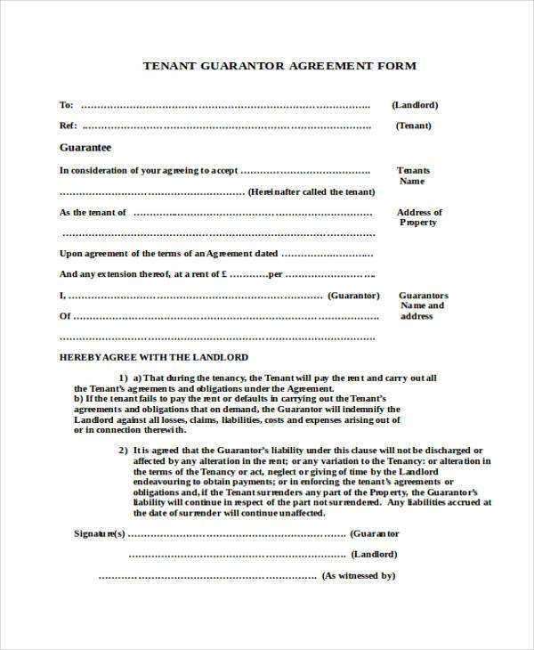 guarantor agreement form in doc