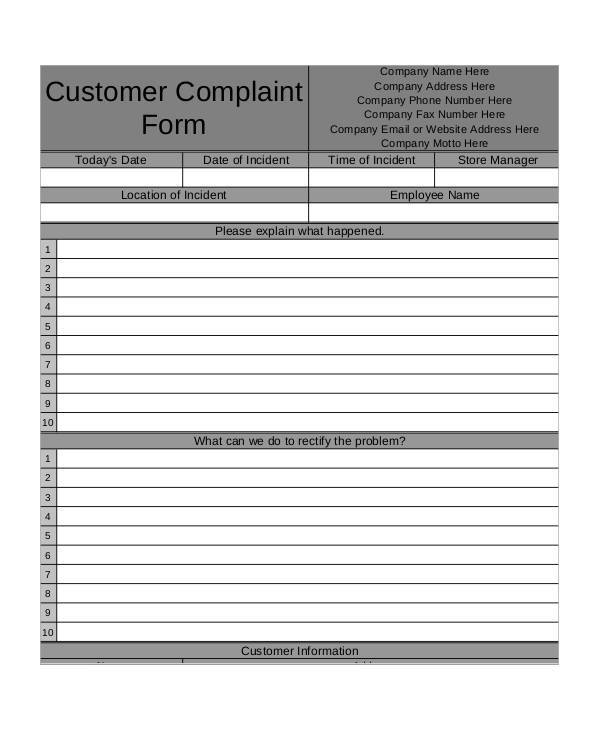 guest complaint form example2
