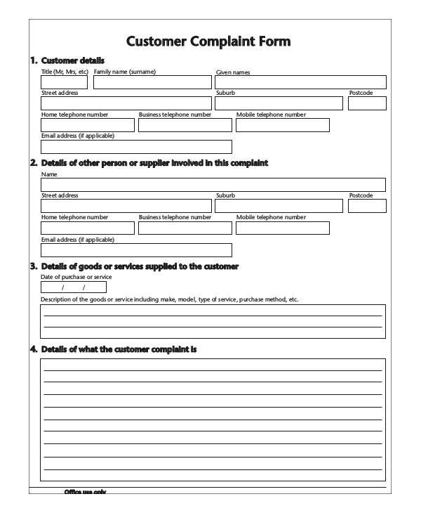 FREE 7+ Sample Guest Complaint Forms in PDF MS Word