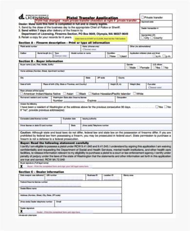 gun transfer application form
