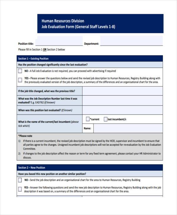FREE 11+ Job Evaluation Forms in PDF MS Word Excel