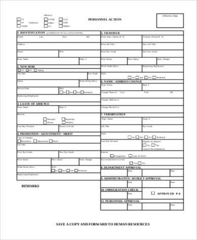 hr personnel action form