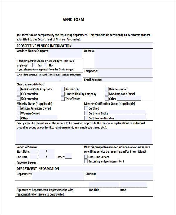 hr vendor evaluation form