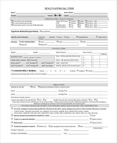 form appraisal health Appraisal   Sample  Form Format 8 Examples Example, Free