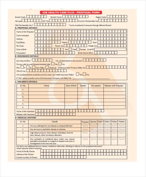 FREE 9+ Health Proposal Forms in PDF MS Word