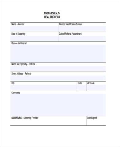 health check form in pdf