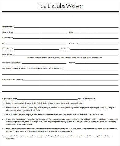 FREE 7+ Sample Health Waiver Forms in PDF | MS Word