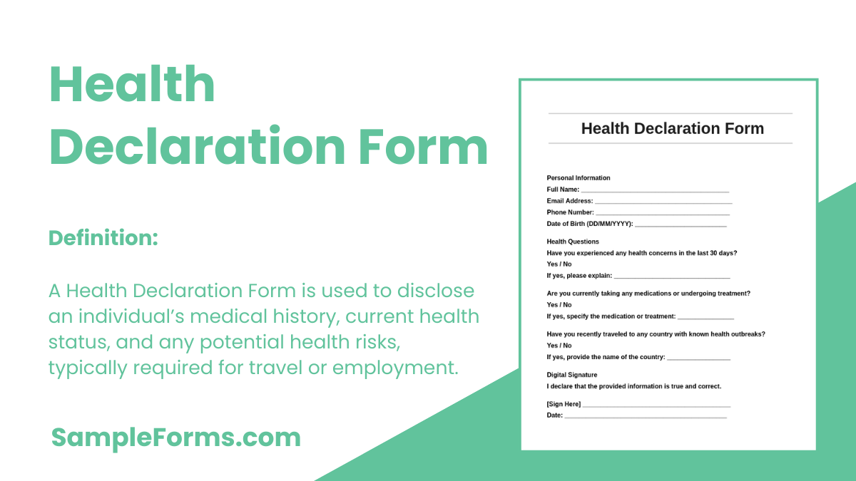 FREE 9+ Sample Health Declaration Forms in MS Word PDF Excel