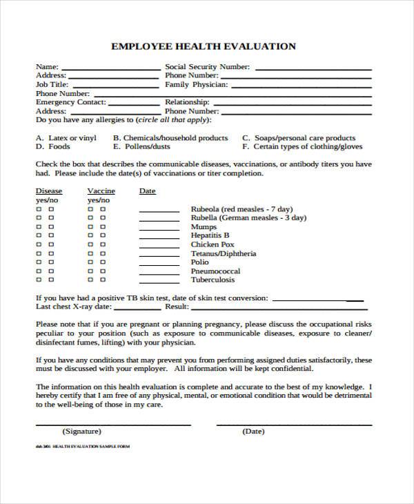 health evaluation form example1