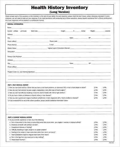 Health Inventory Form.pdf FREE 9+ Sample Health Inventory Forms in PDF | MS Word | Excel