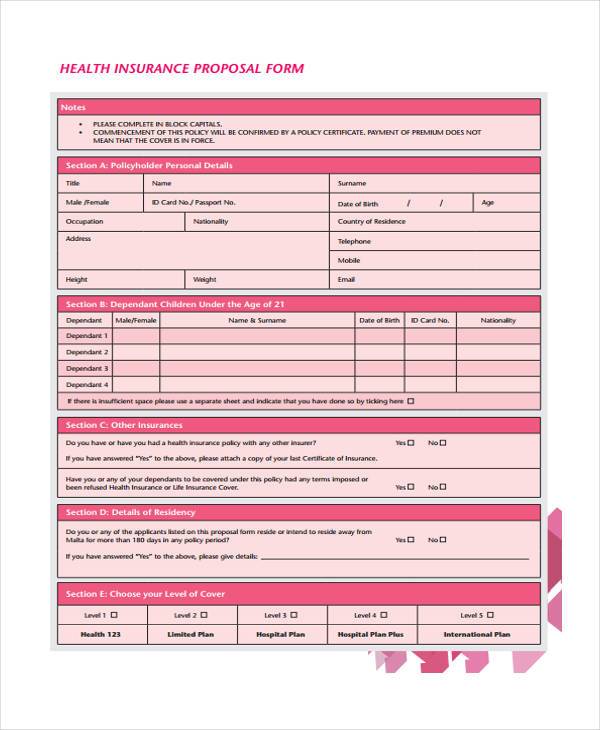 health insurance proposal form1