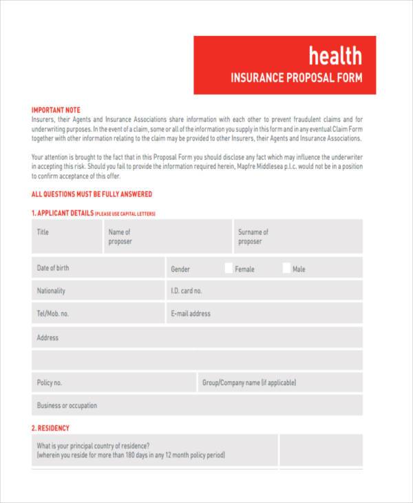 health insurance proposal form2