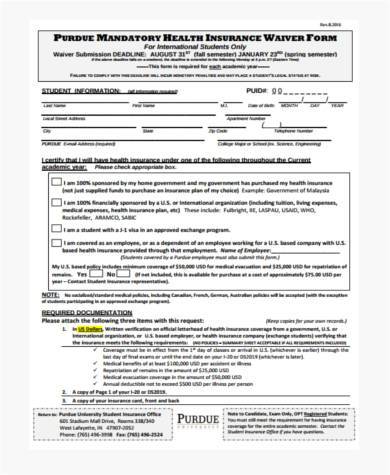 health insurance waiver form