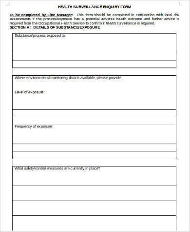 FREE 9+ Sample Health Surveillance Forms in MS Word | PDF