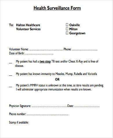 health surveillance form in pdf