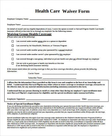 FREE 7+ Sample Health Waiver Forms in PDF | MS Word