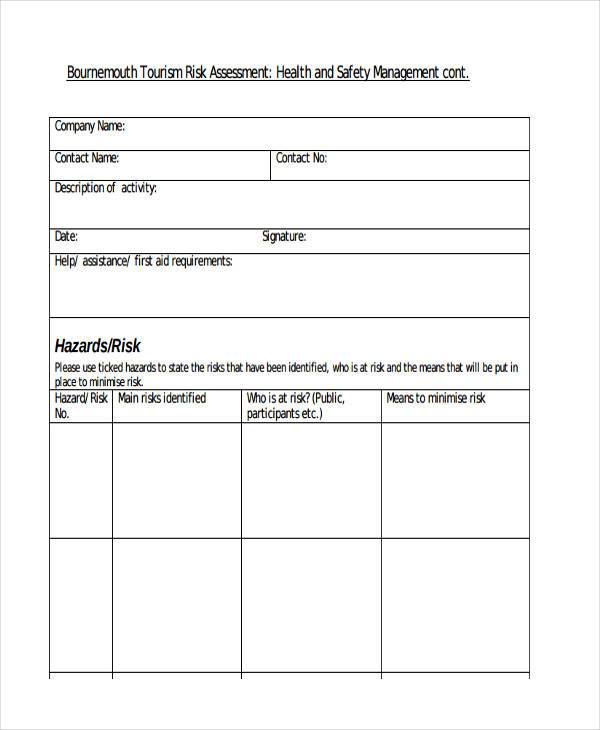 FREE 7+ Sample Health and Safety Risk Assessment Forms in PDF | MS Word