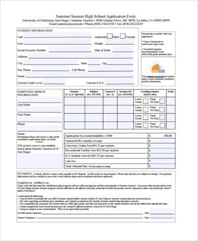 high school application form sample1