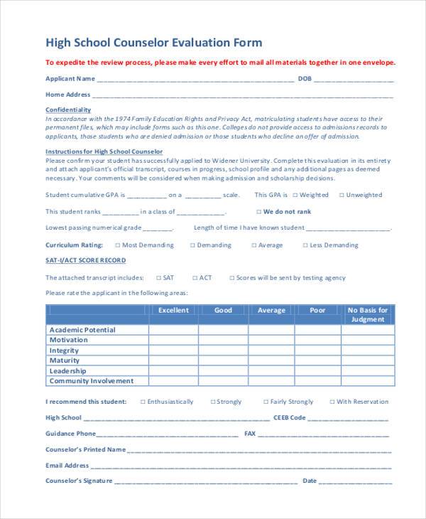FREE 10+ School Evaluation Forms in MS Word PDF
