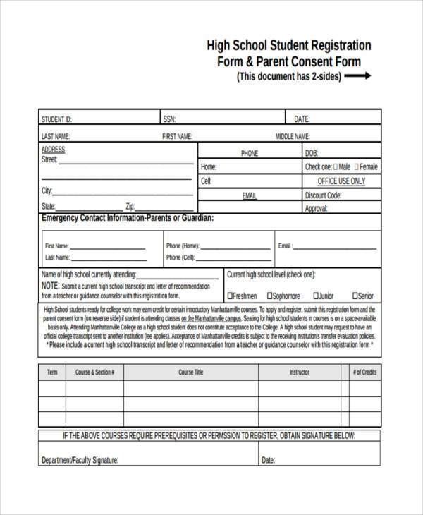 Free 9 Student Registration Form Samples In Pdf Excel Word