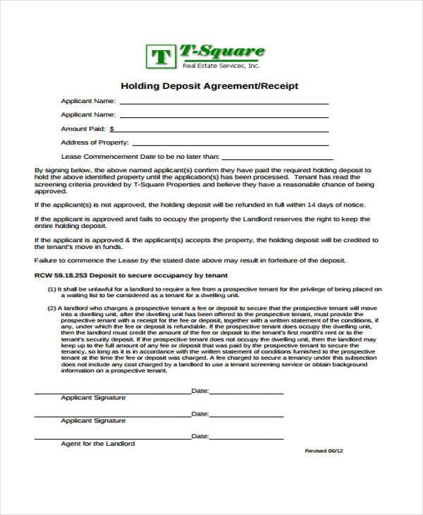 8+ Holding Deposit Agreement Form Samples - Free Sample 