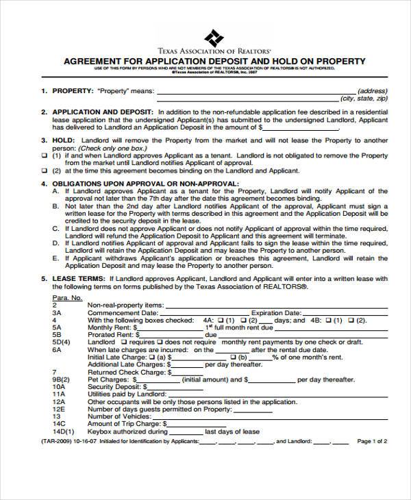 FREE 9+ Holding Deposit Agreement Forms in PDF MS Word