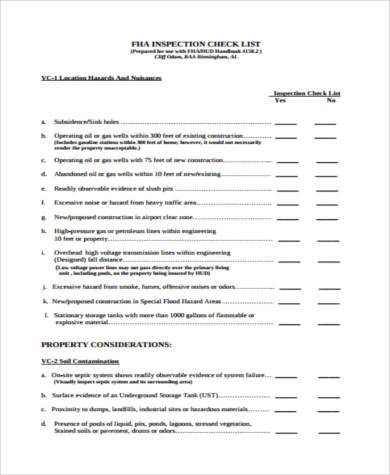 home appraisal checklist form sample1