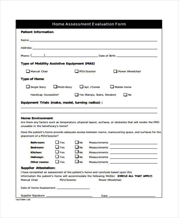 home assessment evaluation form1