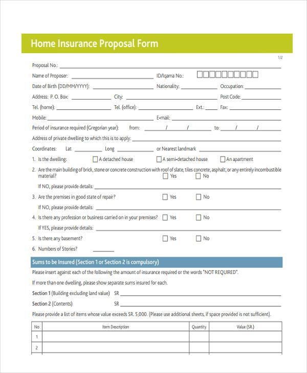 home insurance proposal form1