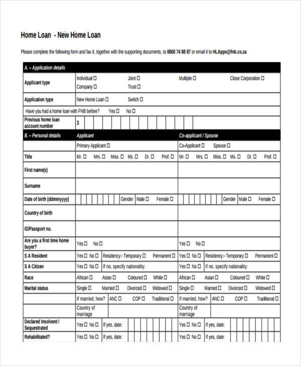 home loan proposal form